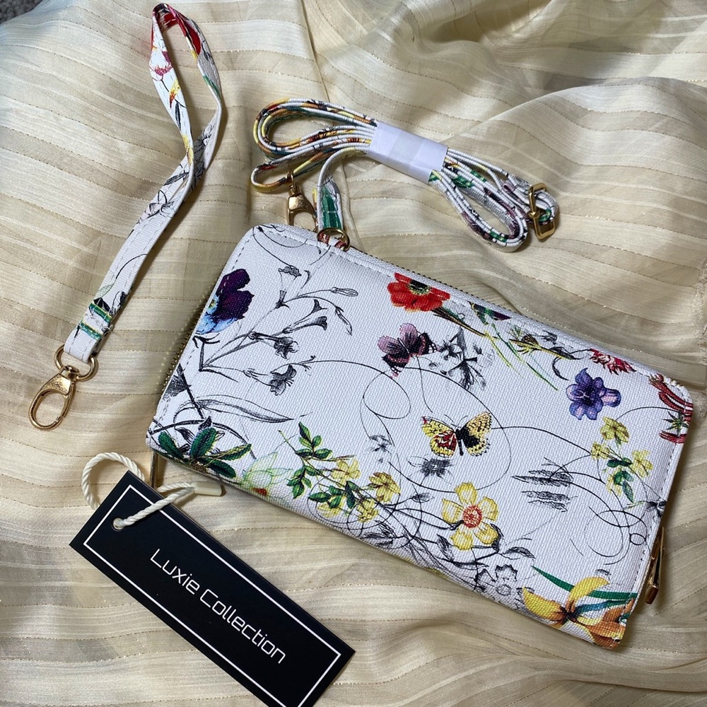 White Floral Wallet & Crossbody